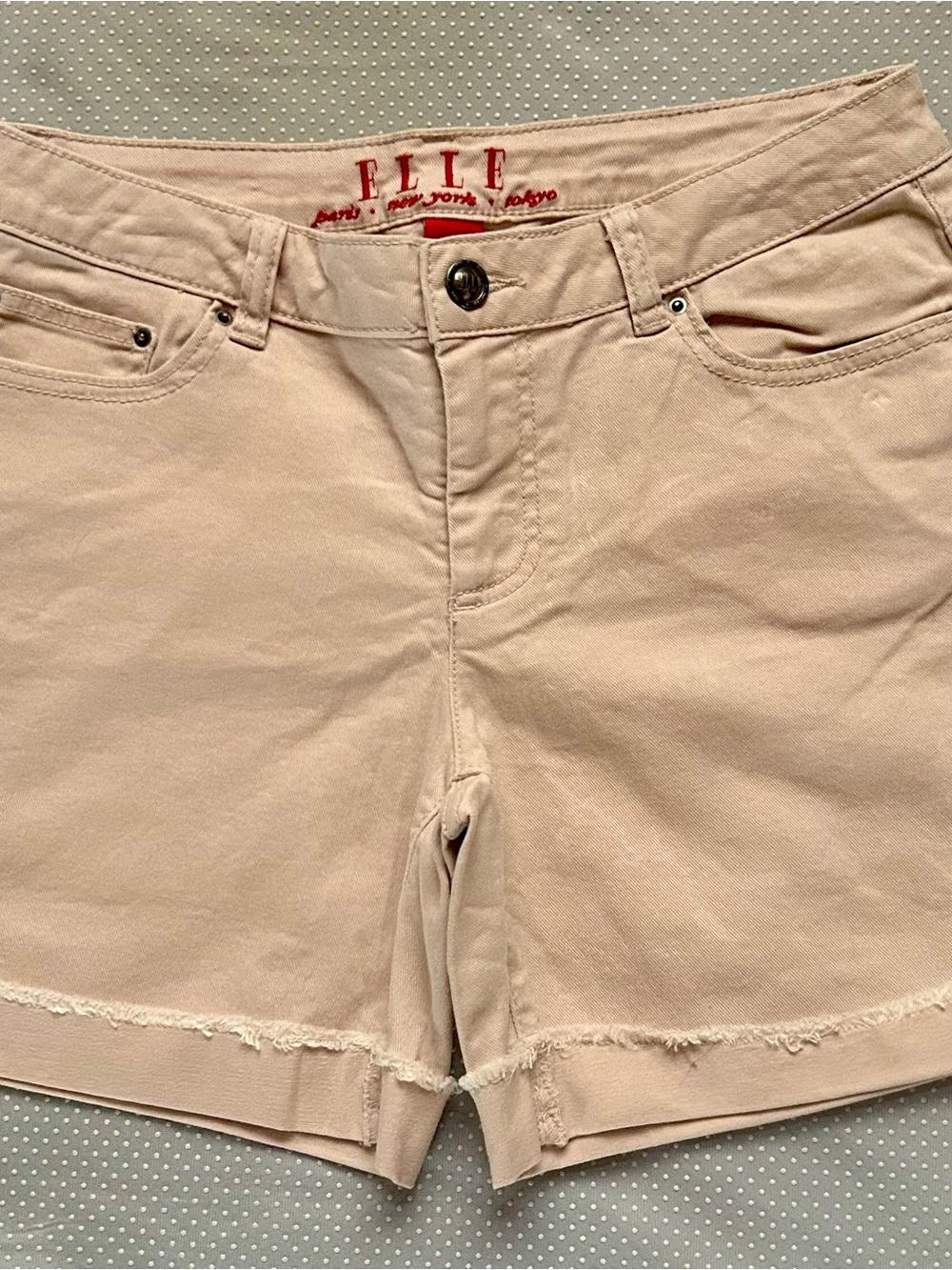 ELLE Pale Pink Women’s Frayed Hem Jean Shorts